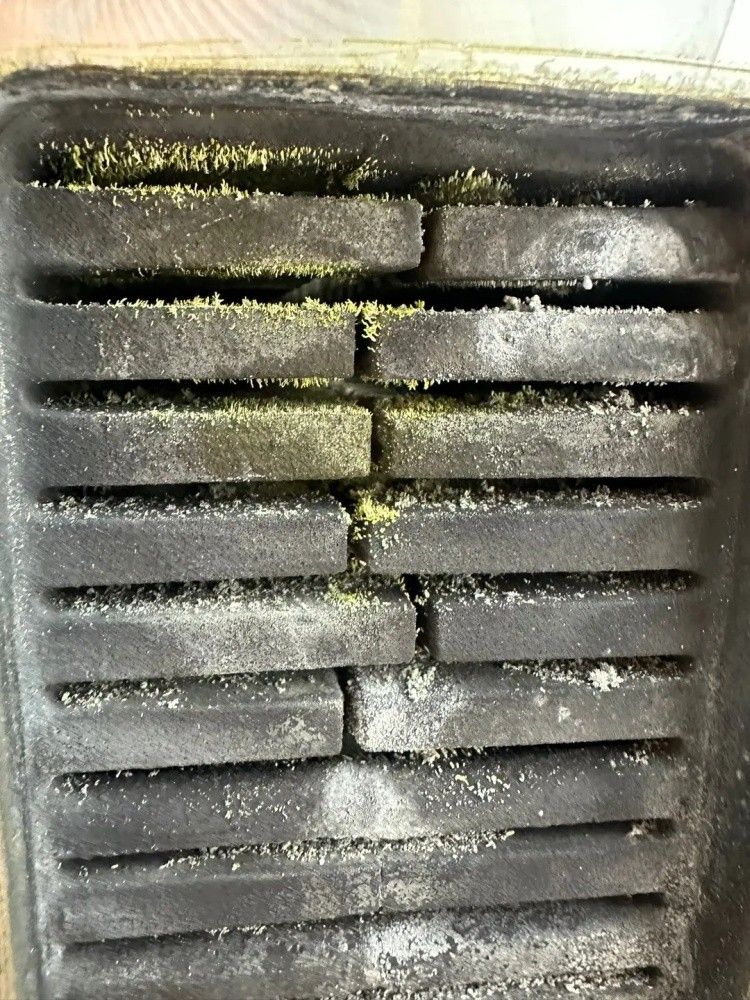 close up of a clogged heat exchanger