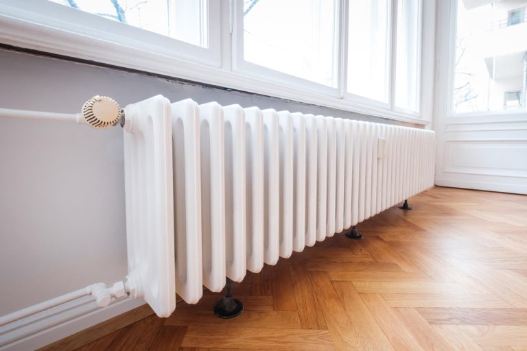 radiator on beautiful wooden floor